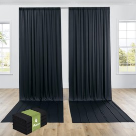 20ft×15ft Black Backdrop Curtain for Wedding Parties, 4 Panels Wrinkle Free 15 FT Long Polyester Photo Backdrop Drapes Back Drop Cloth for Birthday Photography Background Party Backdrop Drapes