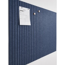 VIVELDA Large Cork Boards for Walls Black Felt Alternative - Slat Wall Paneling, Bulletin Board Tiles for Home Decor, Push Pin Corkboard Organizer for Office or Classroom-12-Pack Panel Kit (Indigo)