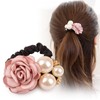 Lotterakka Hair Accessories, Flower Pattern, Pearl, Scrunchy, Large, See-Through, Adult,