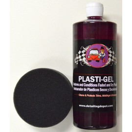 AutoSmart 32oz Plasti-Gel w/Free Sponge Applicator, like Back to Black, Plastic Conditioner, Trim Gel, Bumper