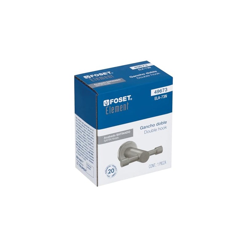 Foset Element ELA-73N, Gancho doble satinado para toalla l nea