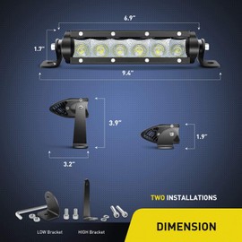 Nilight 40001F-B Bar Super Slim 2PCS 7Inch 30W Flood Driving Fog 3600LM Single Row Off Road led Lights for Jeep-2 Style Mounting Brackets, 2 Years Warranty, Black