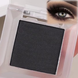 Black Matte Single Eyeshadow - High Pigment, Long-Lasting Eyeshadow Palette, Fine Pressed Powder, Smooth Application Smokey Eye Makeup Bold and Elegant Looks