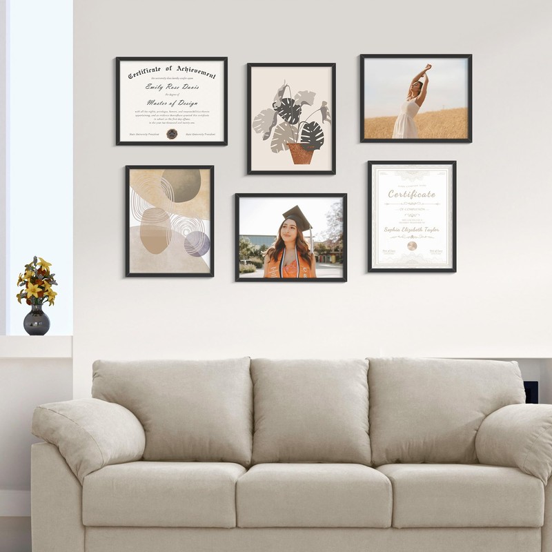 Fisnish 8.5x11 Picture Frame 20 Pack, Black Certificate Diploma Document