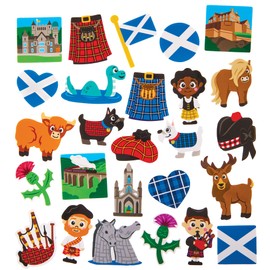 Baker Ross FX991 Scotland Foam Stickers - Pack of 150, Scottish Stickers for Kids Crafts and Cards