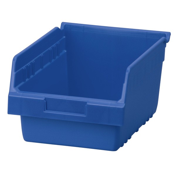 Akro-Mils 30080 Plastic Nesting ShelfMax Storage Bin Box, (12-Inch x 8-Inch x 6-Inch), Blue, (8-Pack)