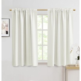 PANELSBURG 48 Inch Length Room Darkening Curtain Panels for Bedroom,Short Window Blackout Curtains for Bathroom Kitchen,Cream Ivory Off White