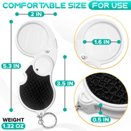 Flip Head Magnifier for Reading - Small Keychain Reading Magnifying Glass with Light for Reading Mini Magnifying Glass Light with Lid - Led Light Keychain Magnifier Folding Pocket Magnifier with Light