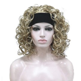 Aimole 16 Inches Short Curly Hair Wigs Women's Wig 3/4 Half Wig with Black Headband (L16-613)