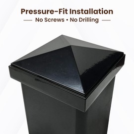 Decorex Hardware 2" x 2" Aluminum Pyramid Post Cap for Metal Posts – Pressure Fit – Powder-Coated Black – Rust-Resistant Fence & Railing Post Cap (1 Pack)