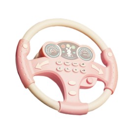 MagiDeal Simulation Steering Wheel Toy Simulation Car Driving Toy Party Favor Educational Sounding Game Musical Activity for Girl Baby, pink