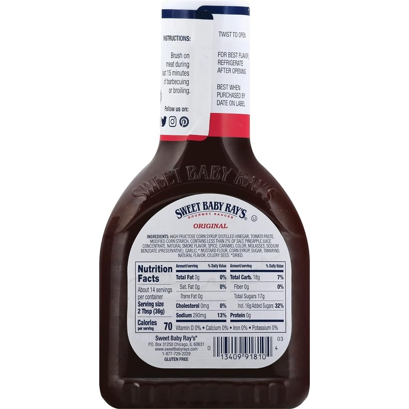 Sweet Baby Rays BBQ Sauce, 18 Oz (2 Pack)
