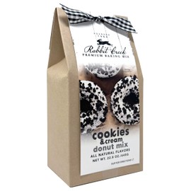 Rabbit Creek Cookies and Cream Donuts Mix – With Vanilla Icing Glaze and Crushed Cookies Included – Baked Donuts, Not Fried – Donut Baking Mix