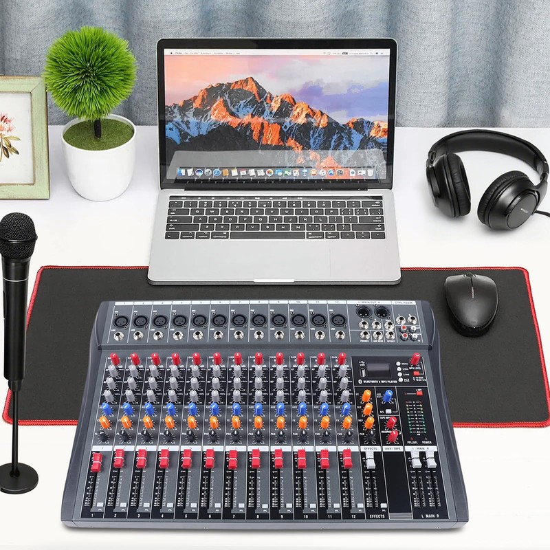 12 Channel Professional Audio Mixer with Bluetooth, USB, 99 DSP