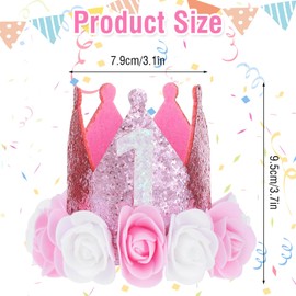 oruola 1st Birthday Hat,First Birthday Hat,Baby Girl 1st Birthdays Crown Hats Decorations,Rose Gold Glitter Birthdays Party Hats,Princess Tiara Crowns Accessories for Party Props