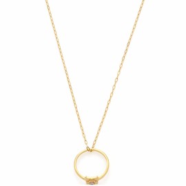 Leonardo Ciao Leda 023307 Women's Necklace Stainless Steel IP Gold with Gold-Coloured Ring Pendant with Glass Crystal, Length 60-65 cm, Beautiful Jewellery Gift, Stainless Steel, No Gemstone