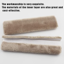 MIRKOO Plush Car Seat Belt Cover Pad, 2-Pack Soft Car Safety Seat Belt Strap Shoulder Pad for Adults and Children, Suitable for Car Seat Belt, Backpack, Shoulder Bag, Laptop Computer Bag(Light Brown)