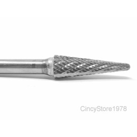 HELONGCO SL3D 14 Degree Taper Radius Carbide Burr Bur Cutting Tool Die Grinder Bit 1/4"