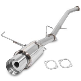 Auto Dynasty 4.5 Inches Round Muffler Tip Catback Exhaust System Compatible with 1995-1998 Nissan 240SX S14, Stainless Steel