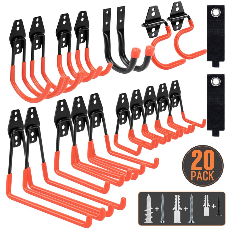 TONDA Garage Hooks, 20 Pack Garage Organization, Wall Storage Hooks