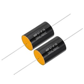 Patikil 4.7uF 250AC/400DC V Condensador divisor de frecuencia, 2 unidades de altavoces de audio axiales Crossover película sin paso MKP condensador para equipos de audio, negro