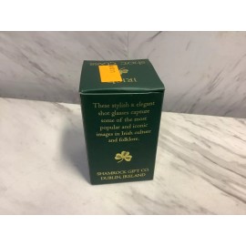 Shamrock Gift Company Crystal Irish Shot Glass Trinity Knot Design Green Box 2.6"L x 1.6"W 2 fl oz