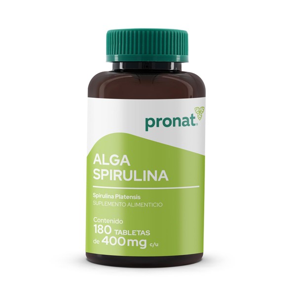 PRONAT | Alga Spirulina 100% Pura, Suplemento Alimenticio, 180 tabletas de 400 mg