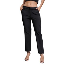 Urban CoCo Women's Elastic Waisted Dress Pants Business Work Casual Stretch Slacks with Pockets(M, Black)