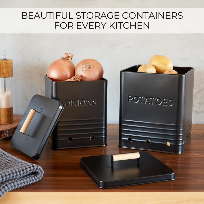 Beautiful Potato and Onion Storage Container Set - Perfectly Sized