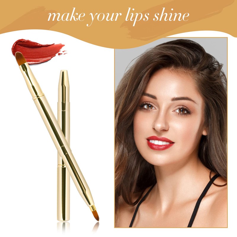 2 Pack Retractable Lip Brush for Lipstick Lip Gloss Double-Ended