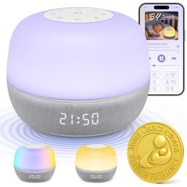 Mewaii White Noise Sound Machine Baby, 34 Sounds, Sunrise Alarm Clock | Mom's Choice Awards, App Control, 360° RGB Night Light, Sleep Soother for Adul