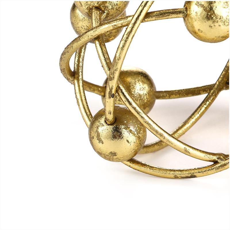 MOCOME 6-inch Metal Round Orbital Sphere with Golden Orbit Balls,