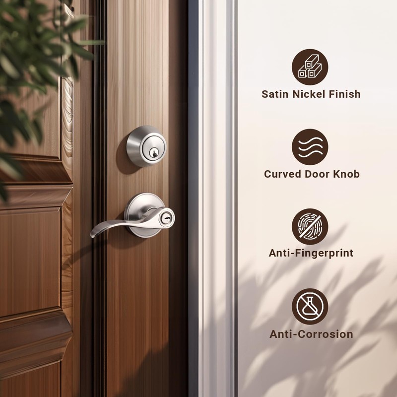 Knobonly 3 Sets of Wave Style Entry Door Handle Set