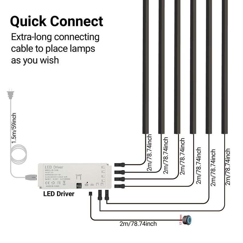 HAMRVL Black LED Recessed Lighting Kit - 6 PCS 16-Inch