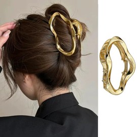 FRUZJAY Large Metal Hair Claw Clips for Women, Cloud Hair Clips Gold Cute Weather Hair Jaw Clamps Strong Hold Hair Catch Barrette Fashion Styling Accessories Non-Slip Claw Clips for Thick Thin Hair