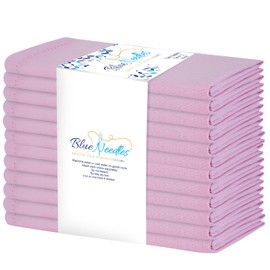 Blue Needles Hemstitch Linen Napkins - 100% Cotton Set of 12 Cloth Dinner Napkins 18x18 inches - Soft, Reusable and Washable Napkins, Ideal for Events, Parties & Everyday Use - Blush Pink