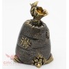 Brass Amber Figurine bell of mice on a sack mouse