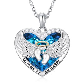 VNRIOW Miscarriage Necklace Loss of Pregnancy Necklace 925 Sterling Silver Mommy of an Angel Memorial Sympathy Jewelry Gift for Mom Mother Women (Heart-Crystal)
