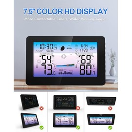 Weather Station Wireless Indoor Outdoor, Digital Thermometer with Accurate Temperature & Humidity, Large Color HD Display with Remote Sensor, Weather 
