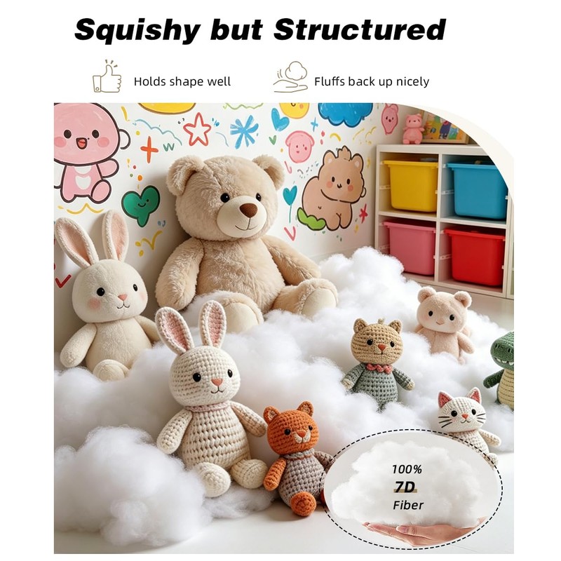 Jecqbor Polyfill Stuffing for Stuffed Animals, 7.05oz/200g Soft Fiber Fill