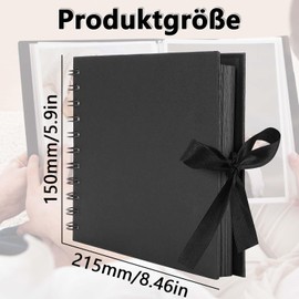 Photo Album for Gluing, Photo Album for DIY, 21.5 x 15 cm Photo Album, Scrapbook, Photo Album with 30 Black Pages, DIY Gift Scrapbooking Photos for DIY and Gluing (Black)