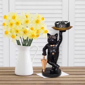 Standing Black Resin Bulldog Tray, Home Decor Tray Statue, Modern Art Dining Table Decor, Suitable for Living Room & Office Decoration. (Black)