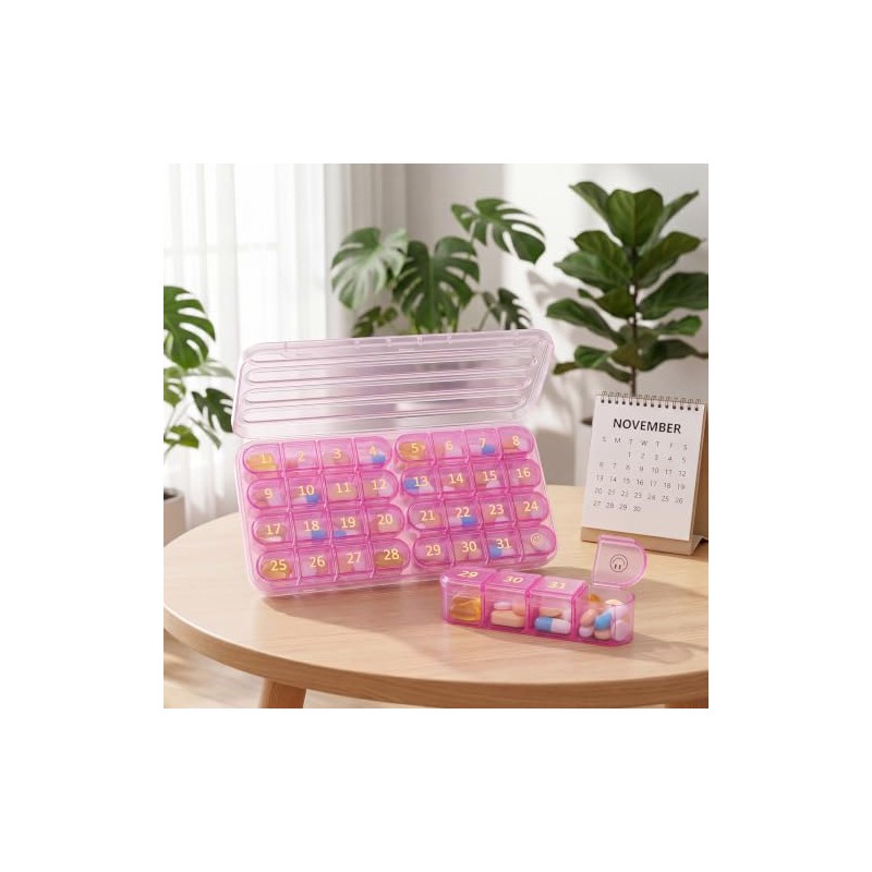 Daviky Monthly Pill Organizer 1 Time a Day, 30 Day