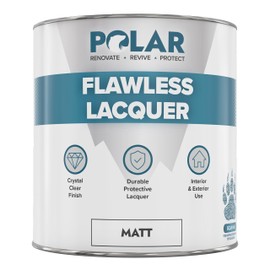 Polar Clear Lacquer Paint - 1 Litre | Matt Finish | Quick Drying & Durable Lacquer for Wood, Plastic, Metal, Concrete, Glass & Ceramics | Water Resistant Coating for Interior & Exterior Surfaces