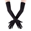 Women Elbow Satin Gloves, 21" Long Bridal Black 1920s Opera