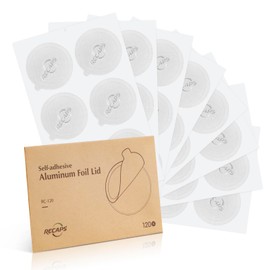 RECAPS Aluminum Espresso Lids Foil Seals Reusable Filters Compatible with Small Nespresso Original Lline Pods | Easy to Fill Your Own Filters with Our Sticker Lids 120 Pcs 37mm