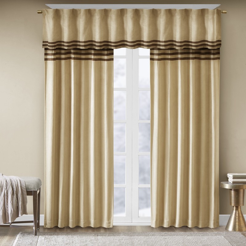 Dune Microsuede Striped Window Valance Beige 50" x 18"