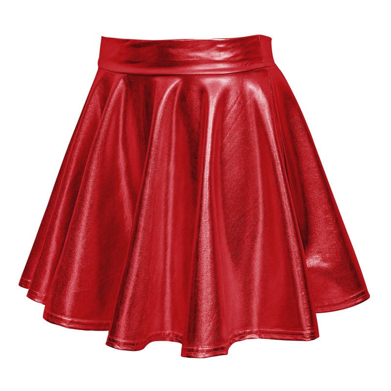 EXCHIC - Minifalda elástica para Mujer con Aspecto húmedo metálico