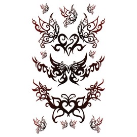 Fantasy Tribal Butterfly Tribal-9 Tattoo Stickers, Regular, 8 Types, hm117, L