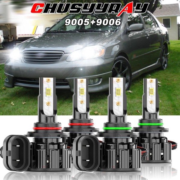 CHUSYYRAY Fit Toyota Corolla 2005 2006-2008 4x LED Headlight High